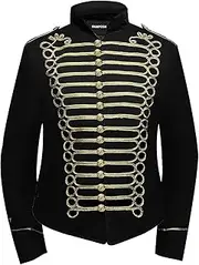 [Pamposh] Women Steampunk Hussar Military Drummer Parade Jackets - Napoleon Gothic Clothing - Ladies Marching Band Jackets - Emo Punk Women Jackets