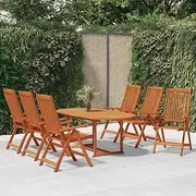 7 Piece Garden Dining Set Solid Wood Eucalyptus, Garden Furniture Sets