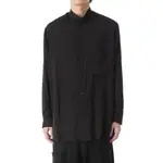 YOHJI YAMAMOTO POUR HOMME 山本耀司 - 天絲立領襯衫 寬鬆 長袖 開領 暗黑 簡約 中性