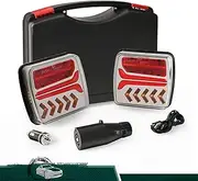 Wireless Trailer Lights, Magnetic LED Rechargeable and Portable Tow Lights Kit for Trucks, RVs, Campers, Boats, Caravans, and Wreckers