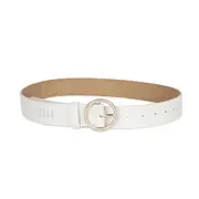 Elle Women's/Ladie's Jewel 35mm Gltter Stone Chic Fashion Belt Cream
