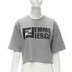 [二手] FENDI Femme Fierce embroidery FF logo grey cropped cotton tshirt M