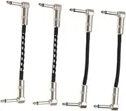 Kisangel 4pcs Guitar Instrument Cable Patch Cord with Silver Plated Connectors for Electric Guitar and Bass Amp Durable Flexible Sound Cables