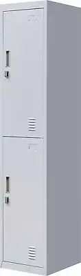 NNEDSZ lock 2-Door Vertical Locker for Office Gym Shed School Home Storage Grey