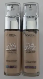2 x L'Oreal True Match Foundation Super-Blendable 2.R/2.C Rose Vanilla 30ml NEW