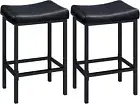 Bar Stools Set of 2 Bar Chairs Saddle Stools with Curved Surface Kitchen Stools