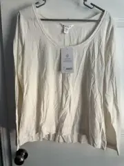 NWT Athleta • Outbound Scoop Neck Top Off White Long Sleeve Shirt • Women 1X
