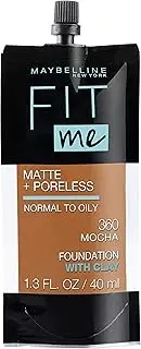Maybelline New York Fit Me Matte + Poreless Liquid Foundation, Pouch Format, 360 Mocha, 1.3 Ounce