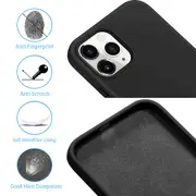 iPhone 15 Pro Liquid Silicone Case Cover - Washable, Shock-Proof, Drop-Resistant, Ultra-Soft, Scratch-Free, Durable - Black