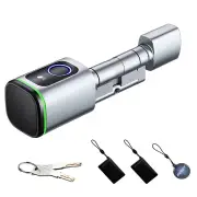 Tuya BLE Smart Electronic Door Lock DIY Cylinder Core Fingerprint APP Keys IC Card Unlock for Home Hotels Security Silve