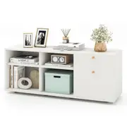 Giantex Modern Storage Display Cabinet TV Console Cabinet w/2 Drawers & 4 Cubes Entryway Cabinet Home Office White