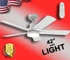 REGAIR Ceiling Fan & Light 42" Remote Reversible Dimmable Timer Noiseless White