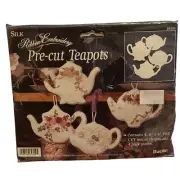 Vintage Bucilla Pre-Cut 6”x4” Teapot Shapes For Silk Ribbon Embroidery Crafts