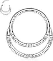 [PEAKLINK] 16G Hinged Septum Clicker Ring Nose Ring Surgical Steel Daith Earrings Conch Daith Rook Tragus Piercing Jewelry Small Hoop Earring