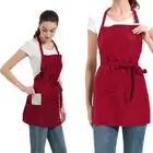 Aprons for Women with 3 Pockets, Cooking Apron with One Size Red, 2 Pack