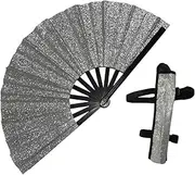 LeeQinersw Chinese Kung Fu Fan with Finish 33cm Radius for Concert Events, Silvery, as described