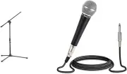 Samson Microphone Stand, Black (SAMK10) & Pyle Handheld Microphone Dynamic Movin