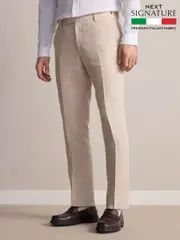 Stone Slim Fit Signature Leomaster Italian 100% Linen Fabric Suit Trousers (E82670) | $182