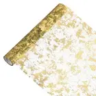 9 Feet Table Runner, Sequin Gold Foil Thin Mesh Table Decor, Army Green Gold