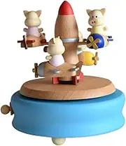WOODYLANDS_CRAFTS: Wooden Music Box Flying Piggies Musical Handcraft Keepsake.The City of The Sky Tune | D.11cm x 15cm Tall