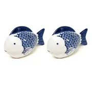 2PK Sill & Sage Large Blue And White Fish 17cm Home/Garden Decor Indoor Ornament