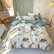 HAVOP 100% Cotton Duvet Cover Double Size Kids Boys Girls Cartoon Dinosaur Bedding Set Cute Animal Dinosaur Printed Quilt Cover All Season Bedding Set, 200×200 cm