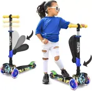 3-Wheeled Scooter for Kids - Wheel LED Lights, Adjustable Lean-to-Steer Handl...