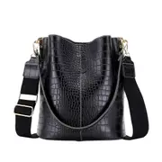 Vintage Crocodile Pattern Crossbody Bags For Women PU Leather Trend Designer Shoulder Handbags Large Capacity Bucket Bag