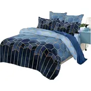 Hexagon Pattern Bedding Set With Quilt Cover And Pillowcases - Purple