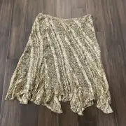 AK Anne Klein Plus Size Green Multicolored 100% Silk Skirt Size 16W