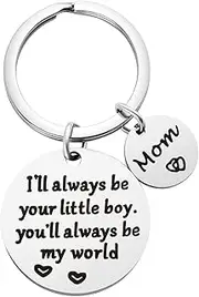 [Bytebliss] Christmas Stocking Stuffer Gifts, Mom Gifts from Son for Birthday, Double Side I'll Always Be Your Little Boy, You Will Always Be My World - Best Mom Ever Keychain for Mom Valentine’s Day Gift