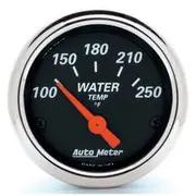Autometer Designer Black Water Temperature Gauge Electric - 100 - 250 F, 2 1/16 Inch, Short Sweep, AU1436