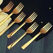 Stainless Steel Golden Dinner Forks15.5 cm Long Fruit Fork Dining Tableware Cutlery Set of 20 Set for Home/Kitchen/Restaurant/Hotel/Mess/Canteen/Parties/Events