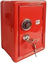 Household Insurance Box Vertical Mini Metal Safe Car Safe Key Insurance Cabinet Desktop Decoration Piggy Bank(Red)