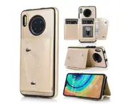 Case for Huawei Mate 30 Lite/Nova 5i Pro, Leather Wallet Case With Card Pockets Back Flip Shockproof Cover Case-Gold