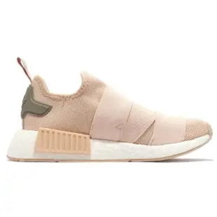 【adidas 愛迪達】休閒鞋 NMD_R1 W Strap 女鞋 粉橘 白 BOOST 襪套 魔鬼氈 三葉草 愛迪達(GW9469)