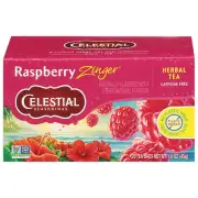 Celestial Seasonings Raspberry Zinger Herbal Tea, Caffeine Free, 20 Tea Bags Box