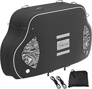 Bike Cover for Transport on Rack - Bike Cover for 2 Bikes on Rear Bike Rack, 600D Oxford Bicycle Cover Waterproof Outdoor Storage or Transportation for RV/ SUVS, with 2 Bungee Cords (XL)