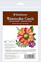 Strathmore 400 Series Watercolor Cards, Cold Press, Announcement Size, 3.5x4.875 inches, 6 Pack, Envelopes Included - Custom Greeting Cards for Weddings, Events, Birthdays