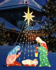 6FT Nativity Sets for Christmas Decoration Outdoor,200 LED Lights, Stable & Heav