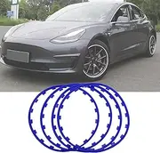 16-21" Car Rims Edge Trim Protector Wheel Protection Ring, Alloy Wheel Edge Ring Rim Protectors Tyres Tire Guard Set of 4, Anti-Scratch Car Refit Trims Kit,21-inch, Blue