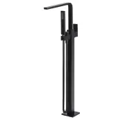 Square Freestanding Bath Spout &amp; Hand Shower, Matte Black