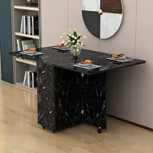 折疊餐桌家用小戶型可移動伸縮長方形多功能桌子6人8人簡易餐桌