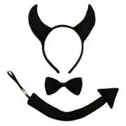 Black Devil Horns, Tail, & Bow Tie Costume Set ~ HALLOWEEN DRESS UP PARTY KIT