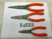 Snap-On Tools USA NEW 3 Piece ORANGE Soft Grip Needle Nose Pliers Lot Set