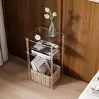 Clear NightStand Modern Small Bedside Table Easy Assembly Acrylic Side Table