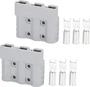 50 Amp Anderson Plug Connector, 2 Pcs Anderson Style Plug Connectors, 3-Pin 3-Pole Battery Connector, Battery Quick Connect/Disconnect Connector for DC-DC Chargers, Solar Panels, Trailers, Caravans
