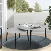 Livsip 50cm 70cm Outdoor Coffee Side Marble Table Set Desk Patio Furniture Garden Grey