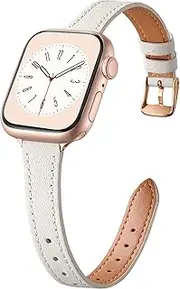 [Witzon] Slim Leather Straps Compatible with Apple Watch Strap 38mm 40mm 41mm 42mm 44mm 45mm Women, Top Grain Genuine Leather Strap Thin Watch Wristband for iWatch Series 9 8 7 6 5 4 3 2 1 SE Ultra