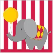 Creative Party Paper Elephant with Balloon Birthday Napkins (Pack of 16) (UK Size: One Size) (Red/Grey/Yellow)